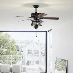 50-Inch Ceiling Fan with Lights, 3-Speed Adjustable (Coffee)