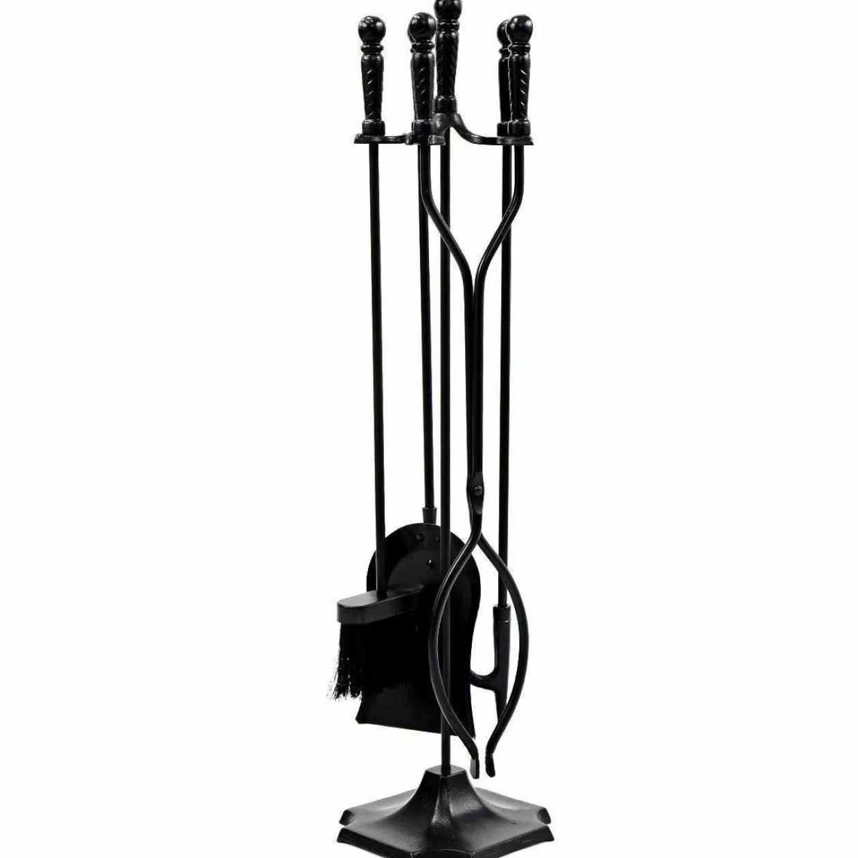 32 inch Fireplace Set 5 Piece Rustic Heavy Duty Compact Wrought Iron Fire Place Tool Set with Pedestal Place