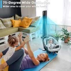 40 Inch Tower Fan with Remote, Oscillating Standing Fan with 3 Wind Modes