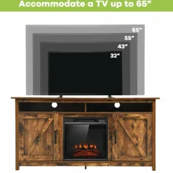 Industrial Fireplace TV Stand for TVs Up to 65 Inches, Entertainment Center w/18 1400W Electric Fireplace
