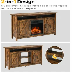 Industrial TV Stand with Barn Doors for TVs up to 65 Inches