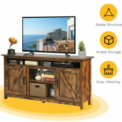 Industrial TV Stand with Barn Doors for TVs up to 65 Inches