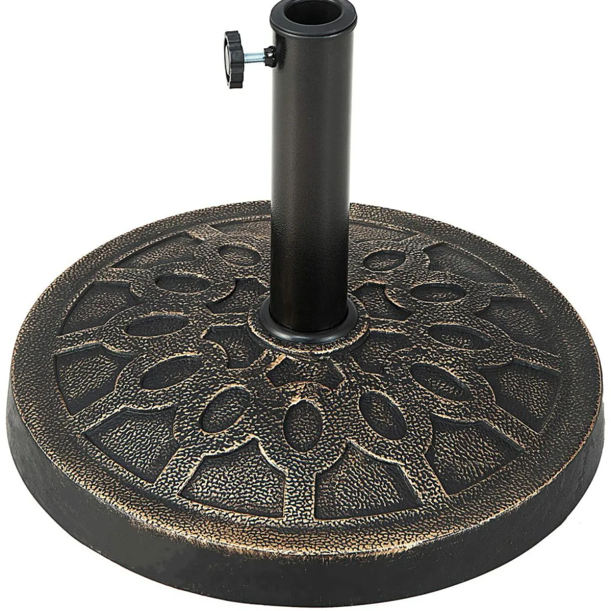 30lbs Patio Market Umbrella Base, Heavy Duty Outdoor Stand, Cast Iron Umbrella Holder for Garden Beach, Classic Round Umbrella Standing Deck Porch