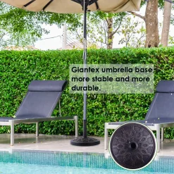 30lbs Patio Market Umbrella Base, Heavy Duty Outdoor Stand, Cast Iron Umbrella Holder for Garden Beach, Classic Round Umbrella Standing Deck Porch