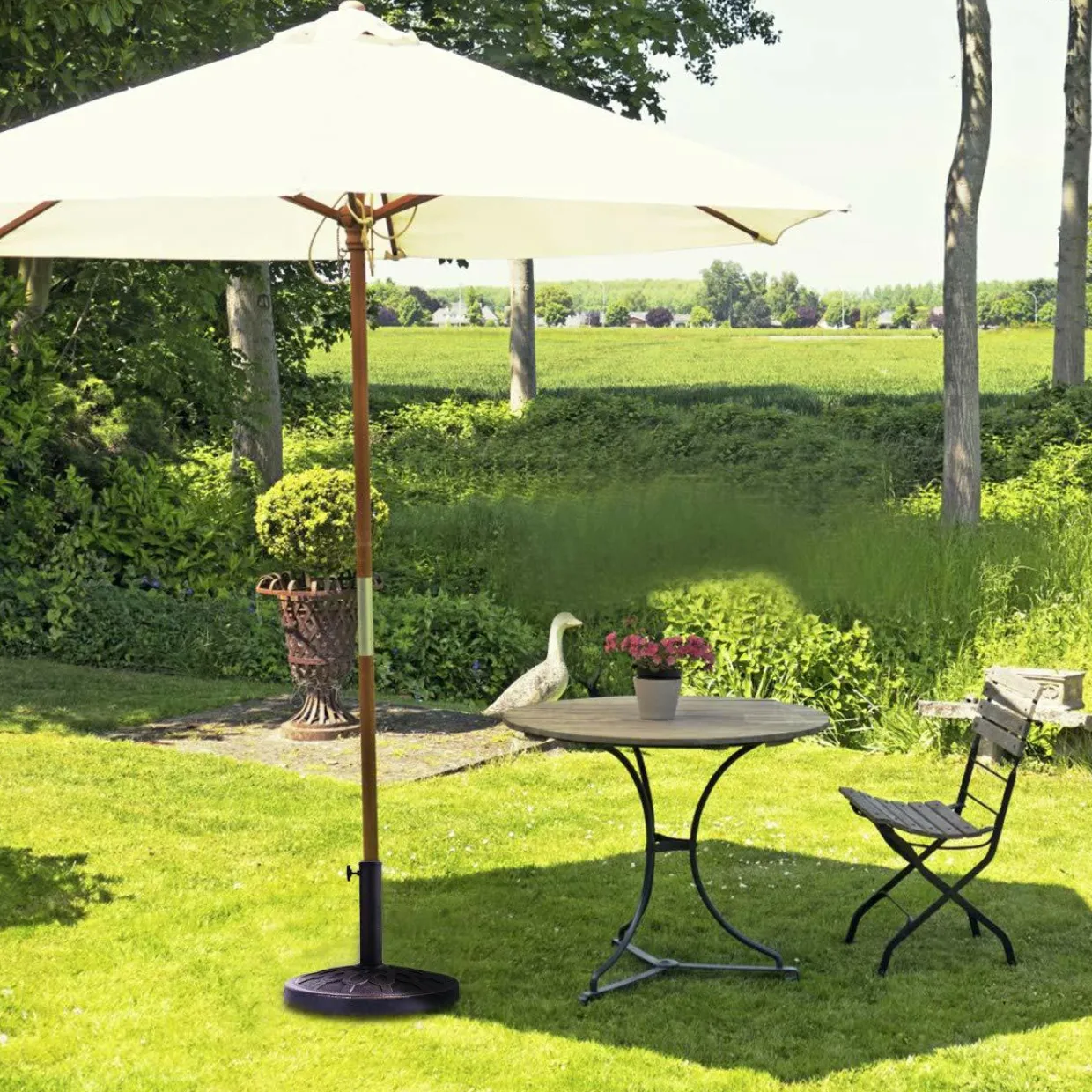 30lbs Patio Market Umbrella Base, Heavy Duty Outdoor Stand, Cast Iron Umbrella Holder for Garden Beach, Classic Round Umbrella Standing Deck Porch