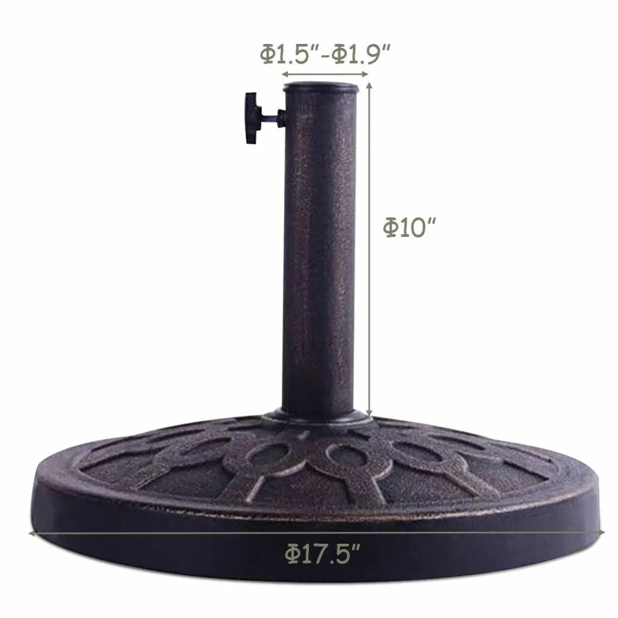 30lbs Patio Market Umbrella Base, Heavy Duty Outdoor Stand, Cast Iron Umbrella Holder for Garden Beach, Classic Round Umbrella Standing Deck Porch