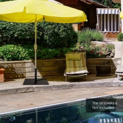 42 LBS Patio Umbrella Base, 25 Inches Heavy Duty, 1.6"-1.9" Adapters (Black)