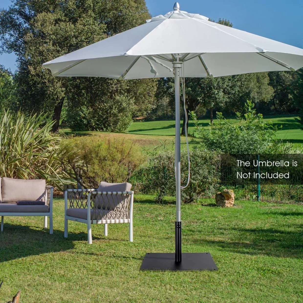 42 LBS Patio Umbrella Base, 25 Inches Heavy Duty, 1.6"-1.9" Adapters (Black)