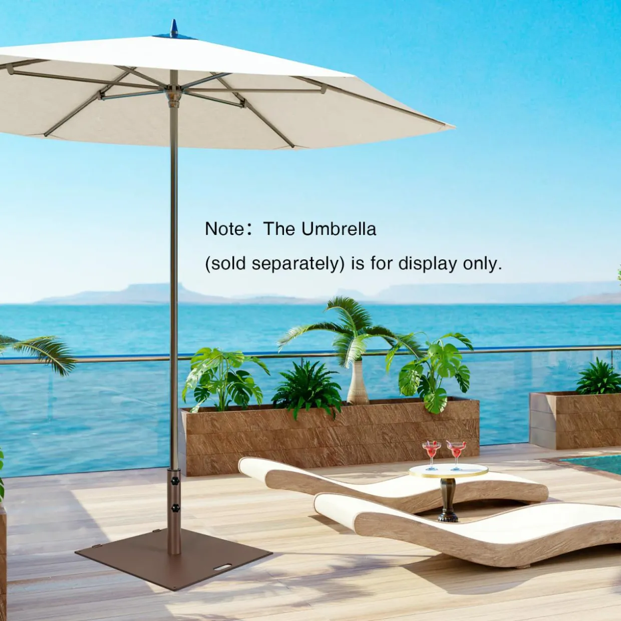 50 LBS Patio Umbrella Stand, Fits for 1.6 - 1.9 Umbrella Pole (Bronze)