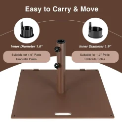 50 LBS Patio Umbrella Stand, Fits for 1.6 - 1.9 Umbrella Pole (Bronze)