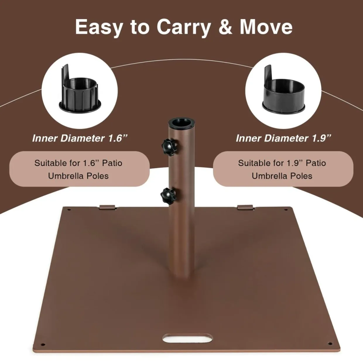 50 LBS Patio Umbrella Stand, Fits for 1.6 - 1.9 Umbrella Pole (Bronze)