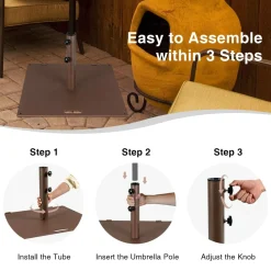 50 LBS Patio Umbrella Stand, Fits for 1.6 - 1.9 Umbrella Pole (Bronze)