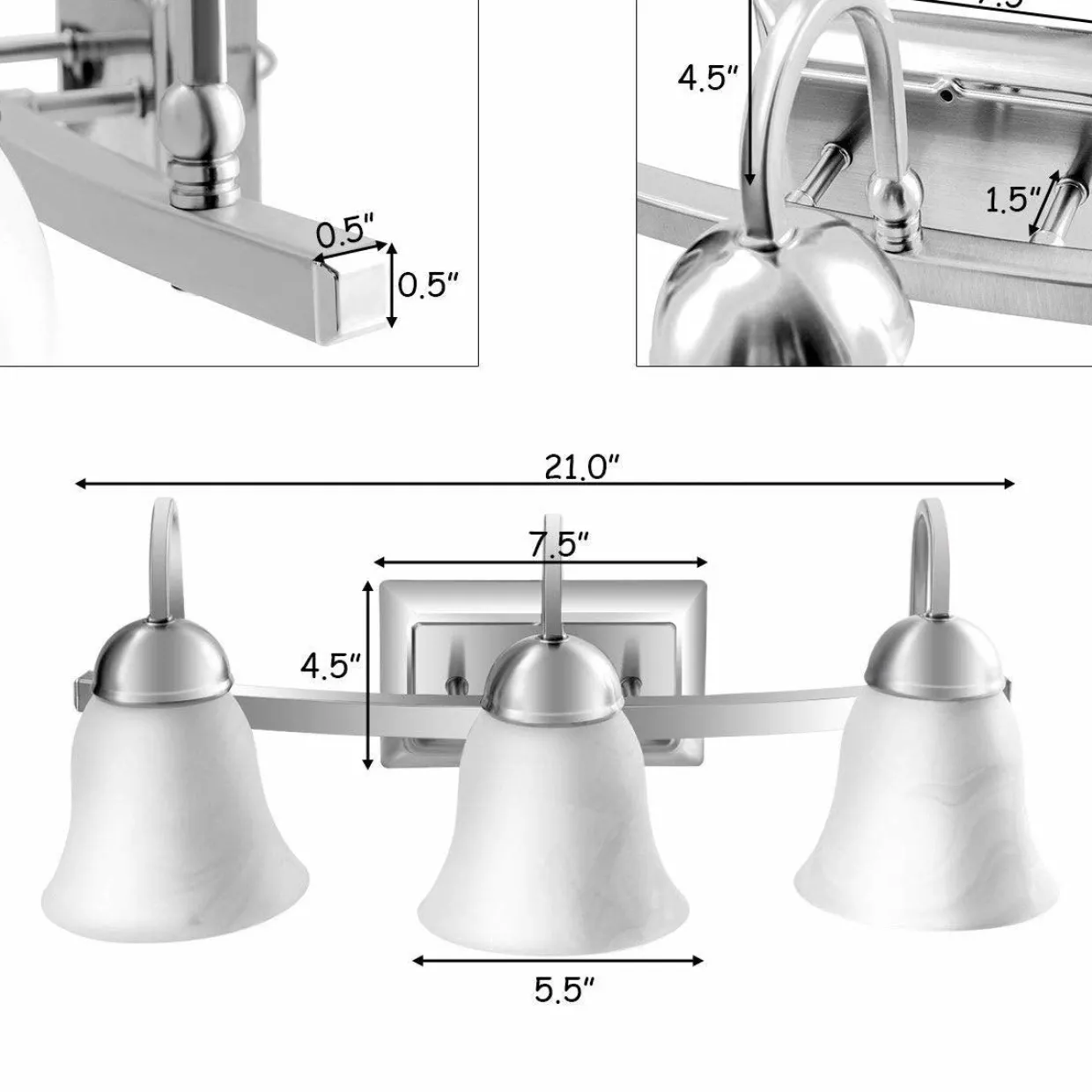 Lights Bathroom Vanity Lamp Brushed Chrome Wall Mounted