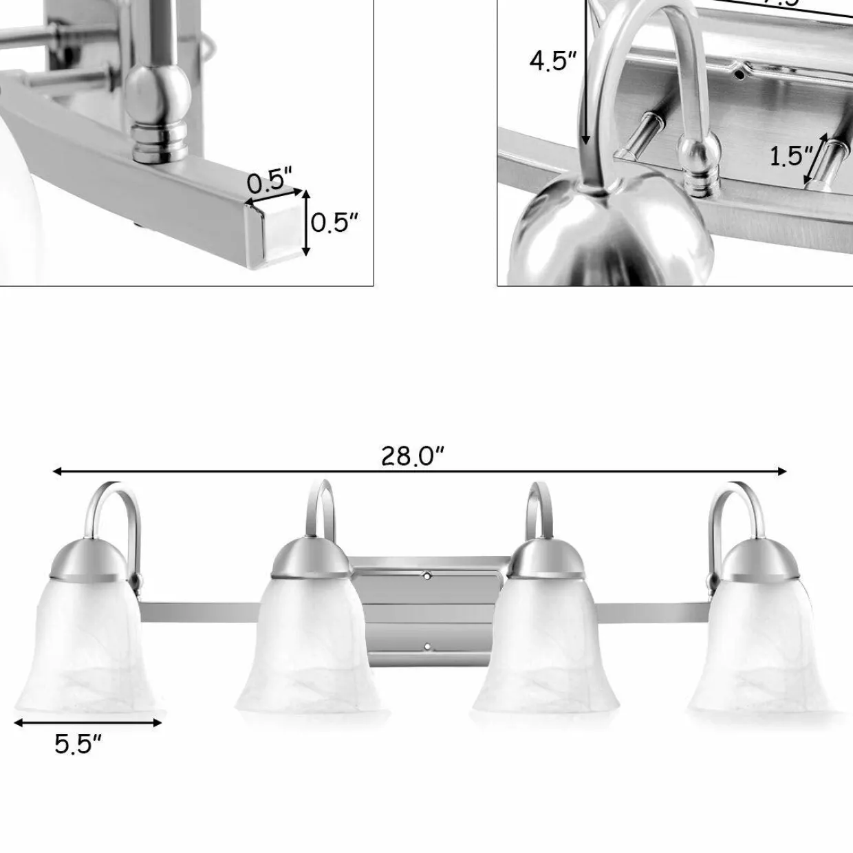 Lights Bathroom Vanity Lamp Brushed Chrome Wall Mounted