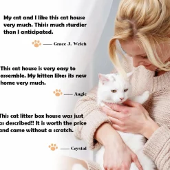 Litter Box Enclosure, Cat Litter Box Furniture Hidden, Nightstand Pet House with Magnetic Door