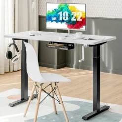 Manual Height Adjustable Standing Desk, 48" x 24" Crank Sit to Stand Desk