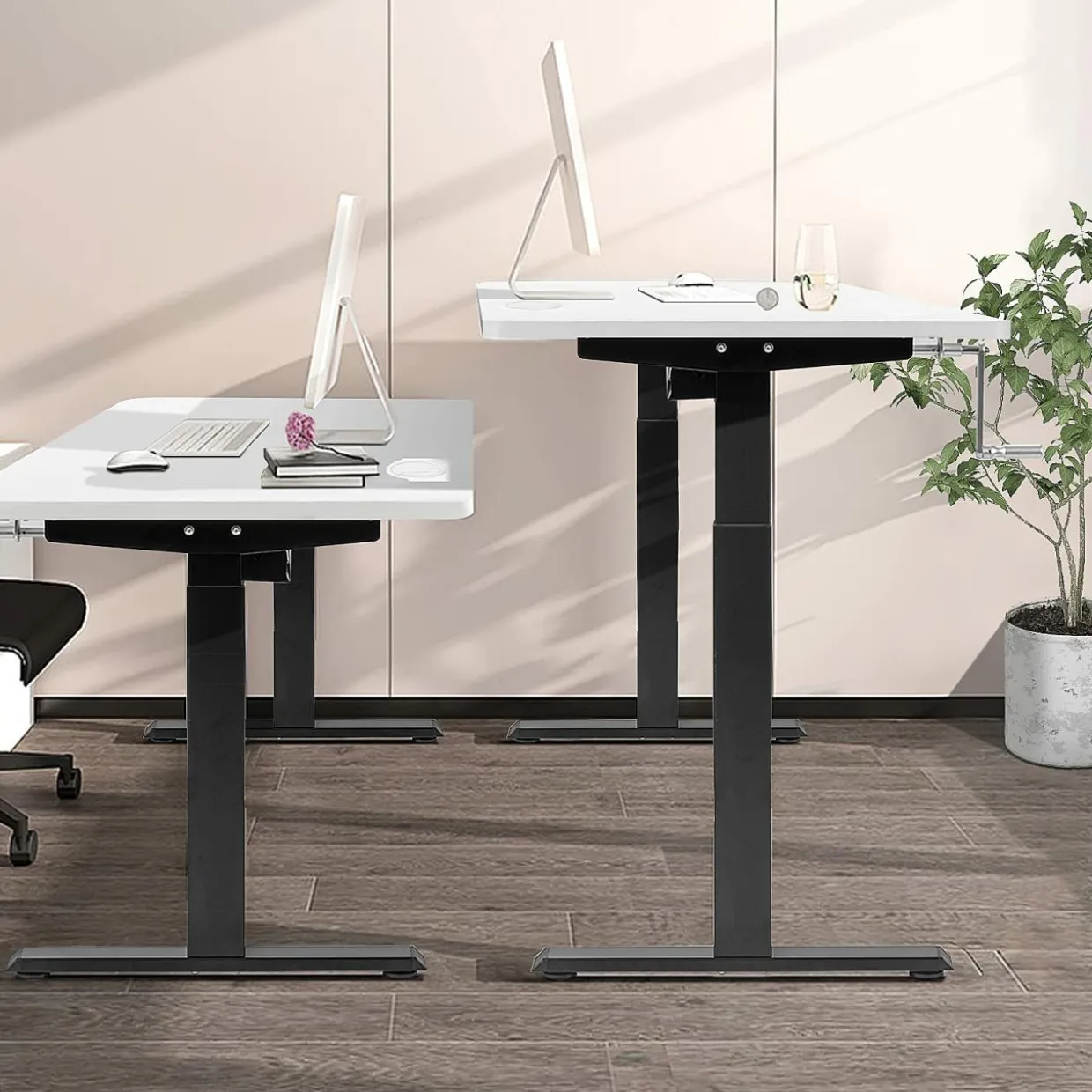 Manual Height Adjustable Standing Desk, 48" x 24" Crank Sit to Stand Desk