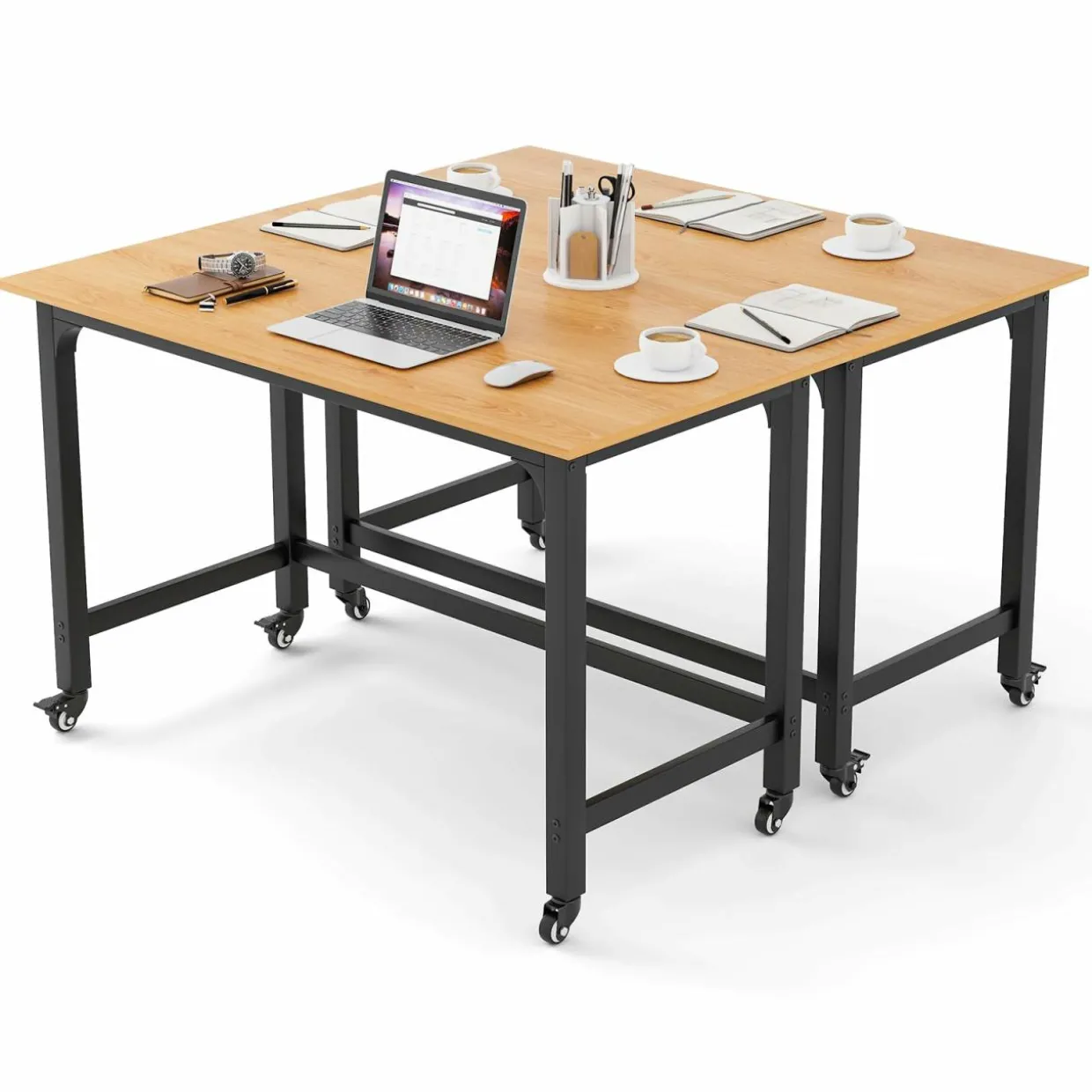 Mobile Computer Desk, Simple Style Rolling Home Office Desk Study Table Writing Desk