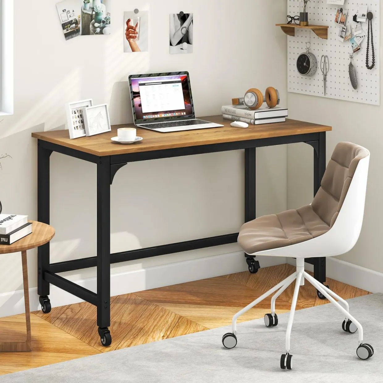 Mobile Computer Desk, Simple Style Rolling Home Office Desk Study Table Writing Desk