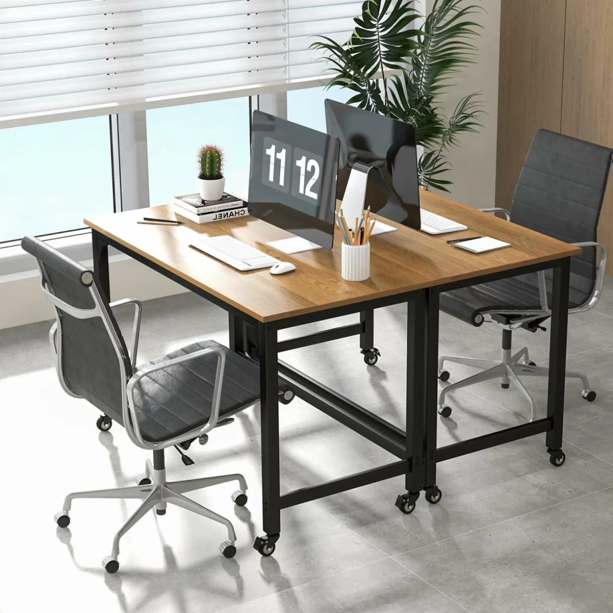 Mobile Computer Desk, Simple Style Rolling Home Office Desk Study Table Writing Desk