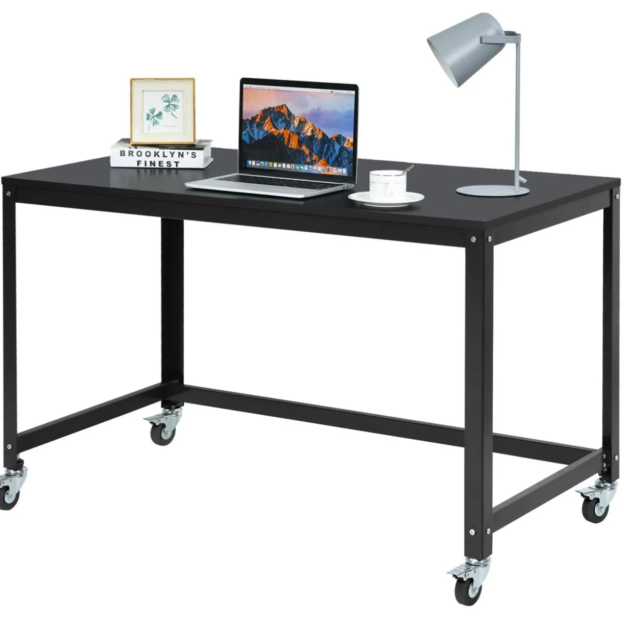 Mobile Computer Desk, Simple Style Rolling Home Office Desk Study Table Writing Desk