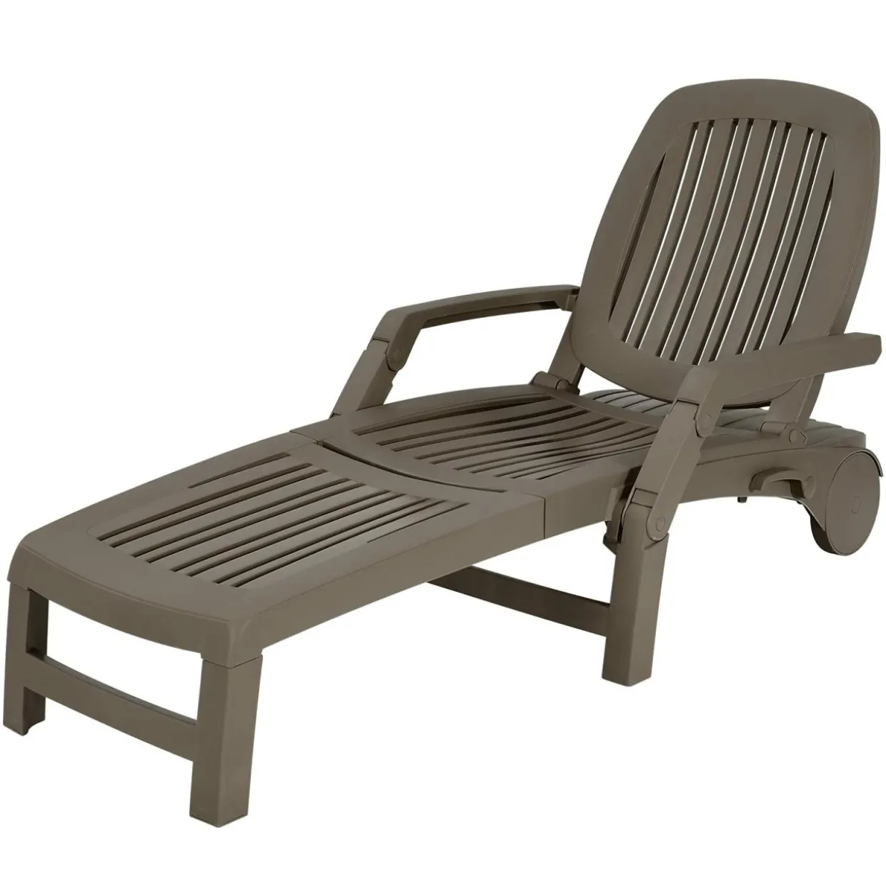 Outdoor Chaise Lounge Chair, 5-Position Adjustable Recliner with Storage Box and Flexible Wheels