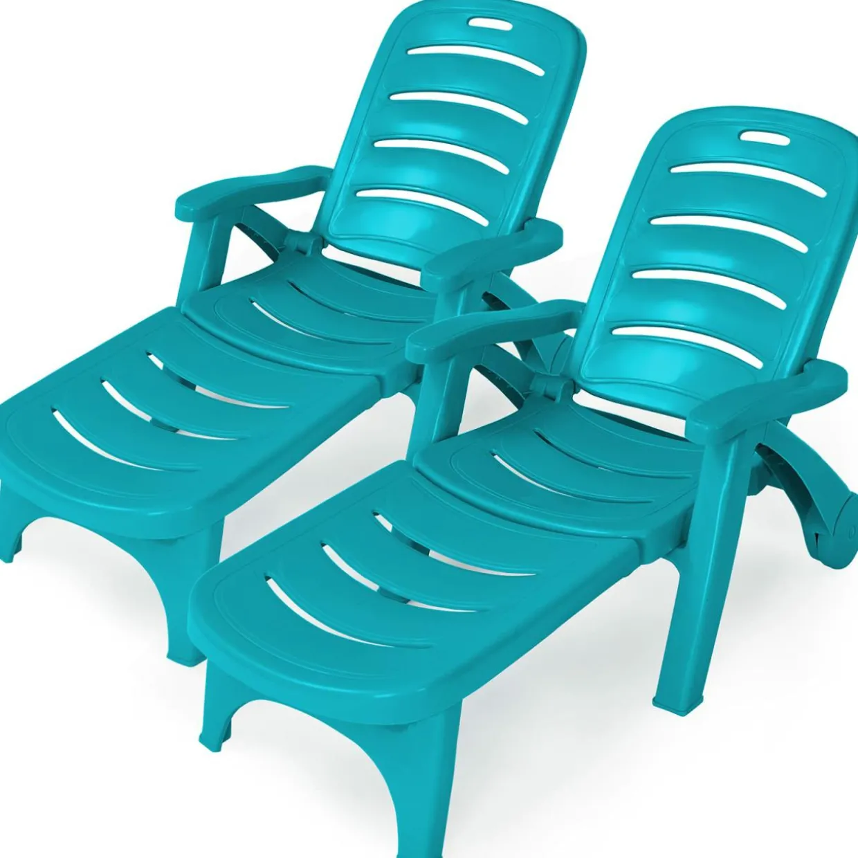 Outdoor Chaise Lounge Chair, Adjustable 5-Posistion Recliner Chair with Built-in Wheels
