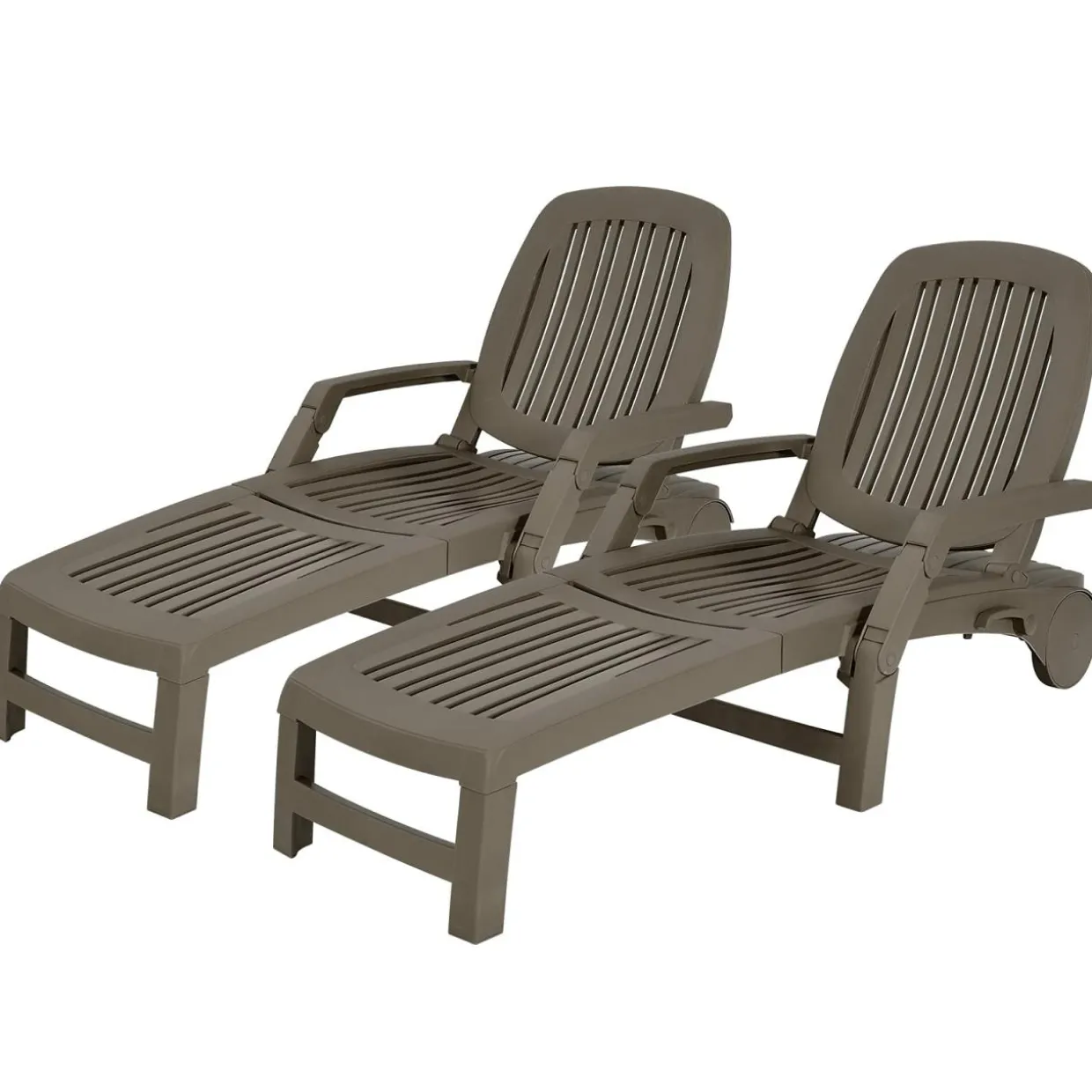 Outdoor Chaise Lounge Chair, 5-Position Adjustable Recliner with Storage Box and Flexible Wheels