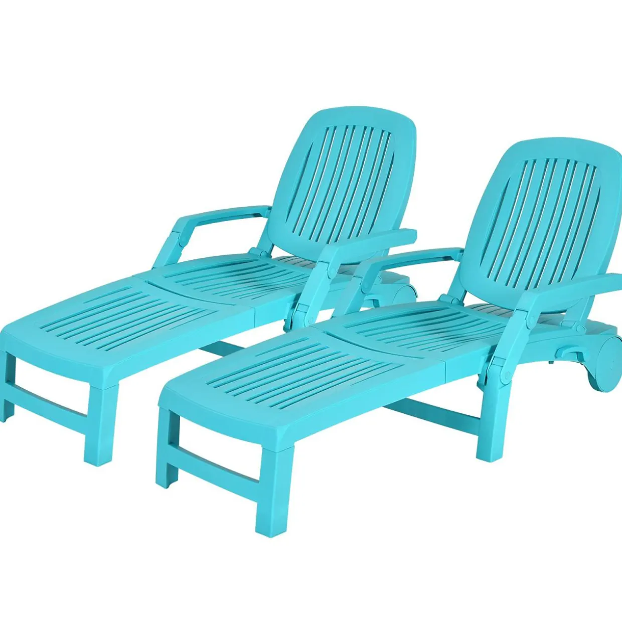 Outdoor Chaise Lounge Chair, 5-Position Adjustable Recliner with Storage Box and Flexible Wheels