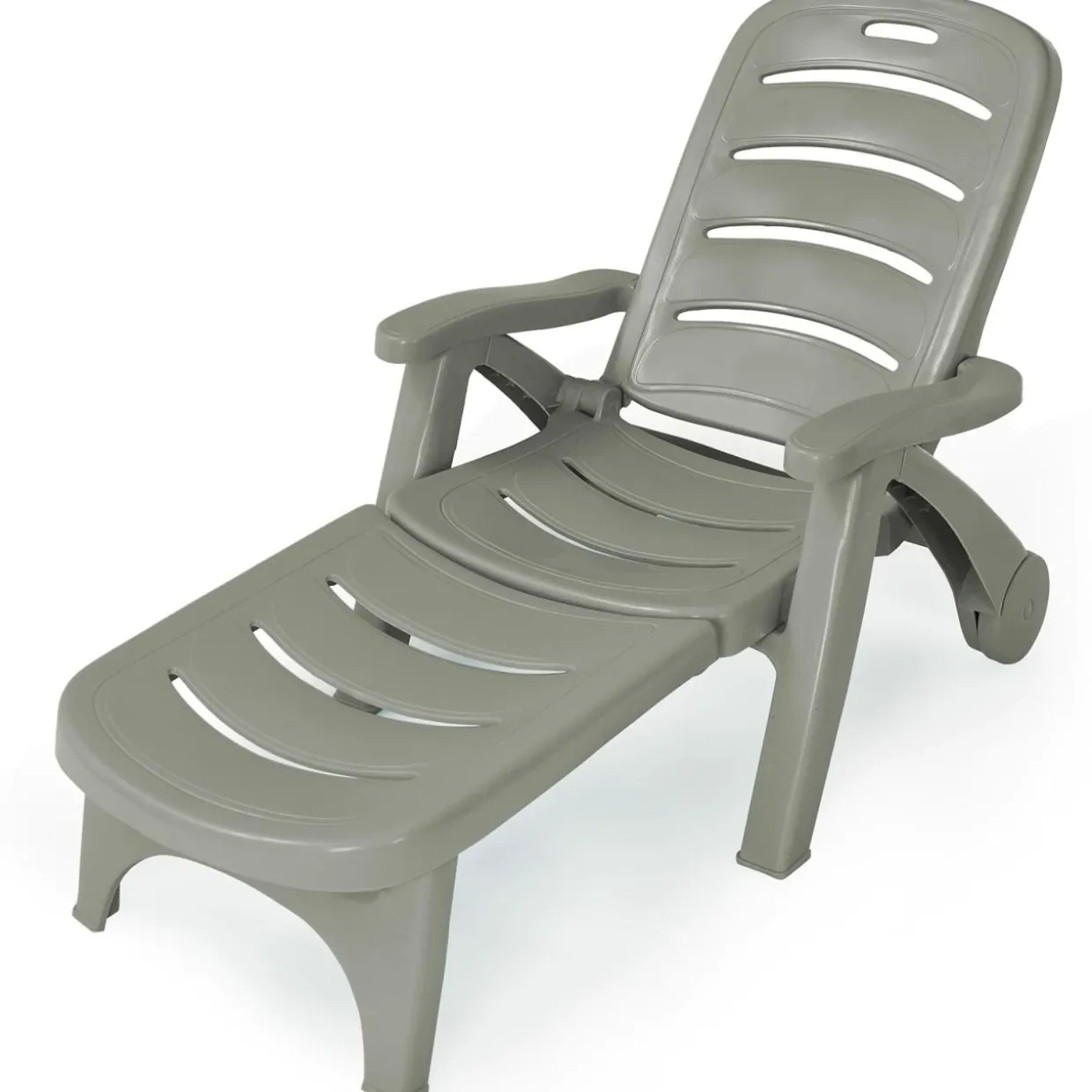 Outdoor Chaise Lounge Chair, Adjustable 5-Posistion Recliner Chair with Built-in Wheels