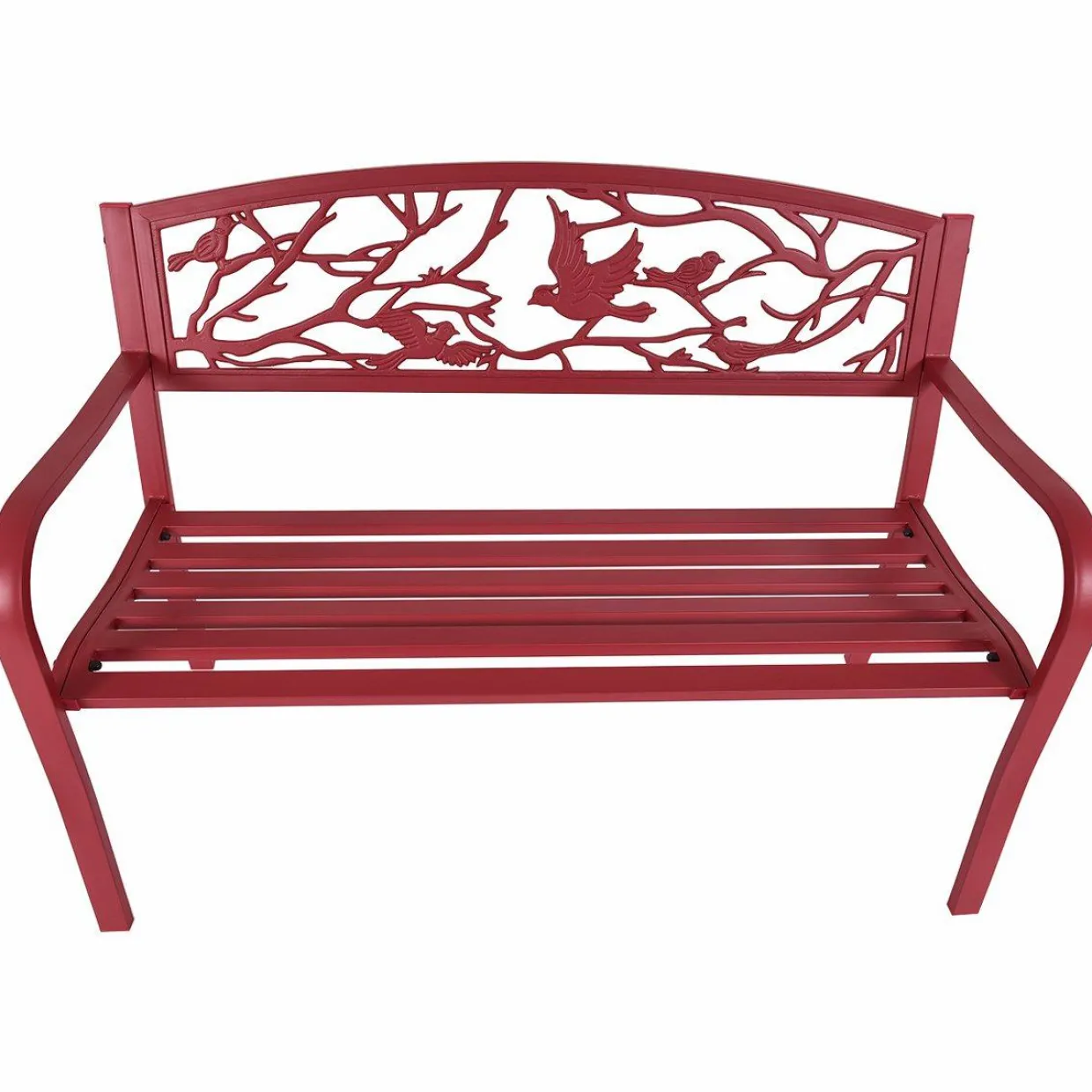 Outdoor Garden Bench Park Bench, Patio Red Bird Bench Loveseat W/Backrest & Armrests