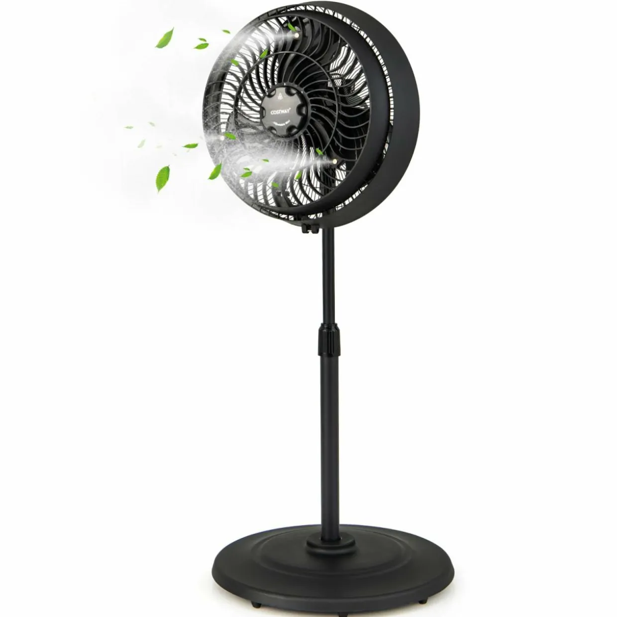 Outdoor Misting Fan, 16-Inch Oscillating Pedestal Fan with Adjustable Height