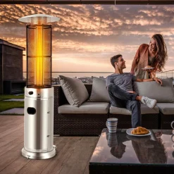 Outdoor Patio Propane Heater with Wheels, 40,000 BTU Freestanding Patio Heater with Quartz Glass Tube