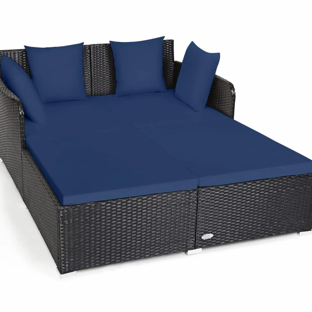 Outdoor Rattan Daybed, Sunbed Wicker Furniture w/Spacious Seat