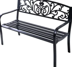 Outdoor Steel Garden Bench Park Bench, 50 Inch Patio Park Bench Chair with Heavy-Duty Steel Frame