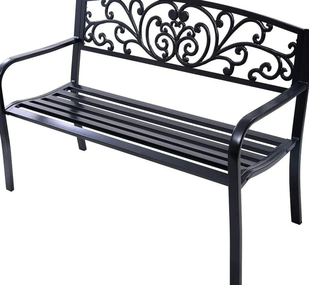 Outdoor Steel Garden Bench Park Bench, 50 Inch Patio Park Bench Chair with Heavy-Duty Steel Frame