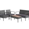 Outdoor Wicker Sofa Set W/Seat Cushions, Heavy-Duty Steel Frame, Garden