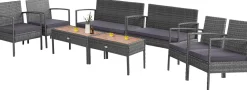 Outdoor Wicker Sofa Set W/Seat Cushions, Heavy-Duty Steel Frame, Garden