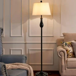 3 Pack Lamp Set, 3-Piece Vintage Style Metal Base 2 Table Lamps and Floor Lamp Set