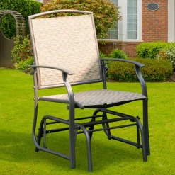 Patio Glider, for Garden, Backyard, Poolside, Lawn (Brown)