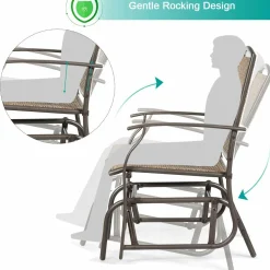 Patio Glider, for Garden, Backyard, Poolside, Lawn (Brown)