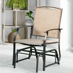 Patio Glider, for Garden, Backyard, Poolside, Lawn (Brown)