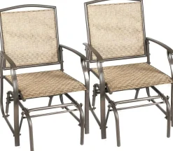 Patio Glider, for Garden, Backyard, Poolside, Lawn (Brown)