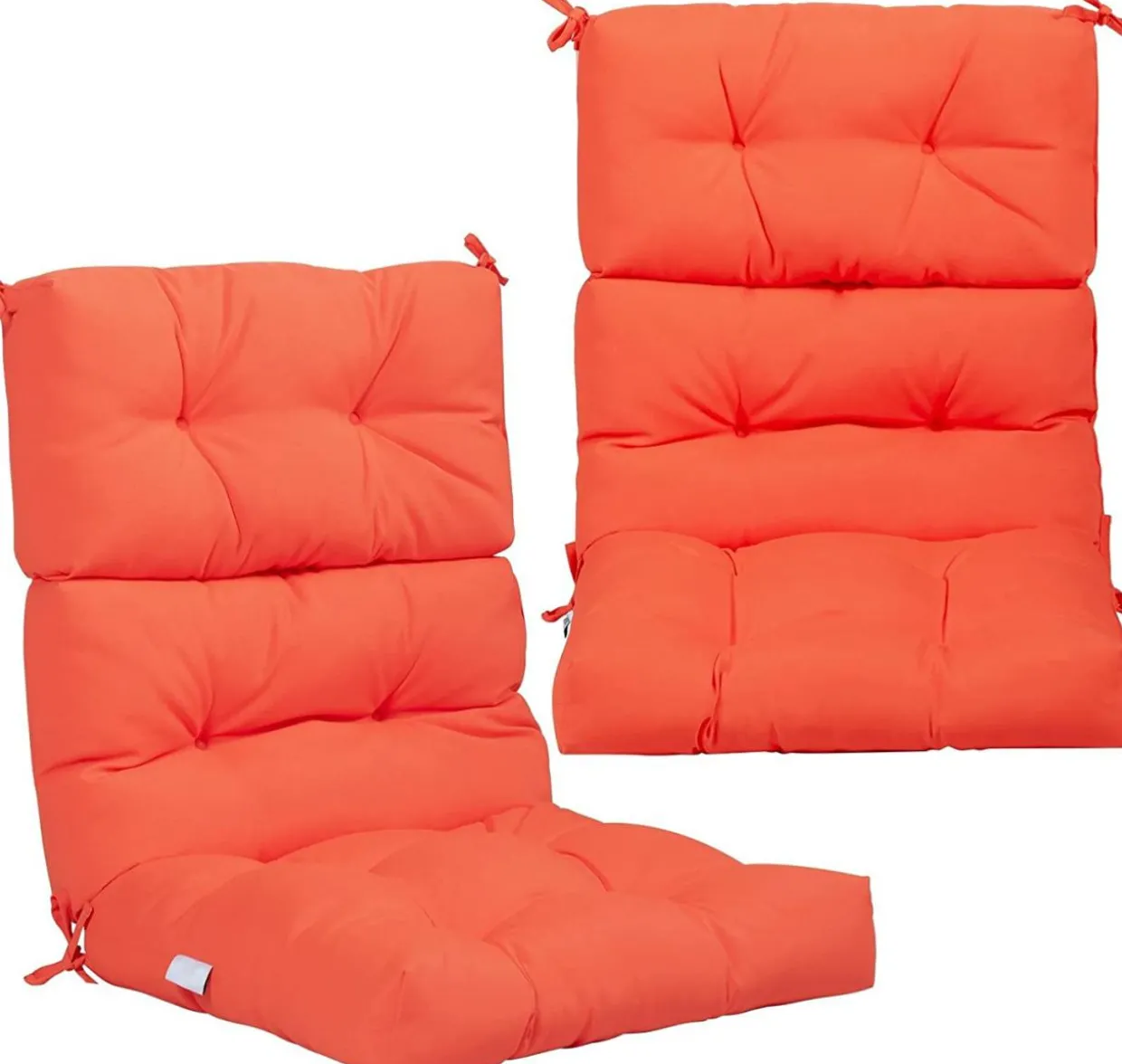Patio High Back Chair Cushion, Tufted Chair Seat Pads with Non-Slip String Ties