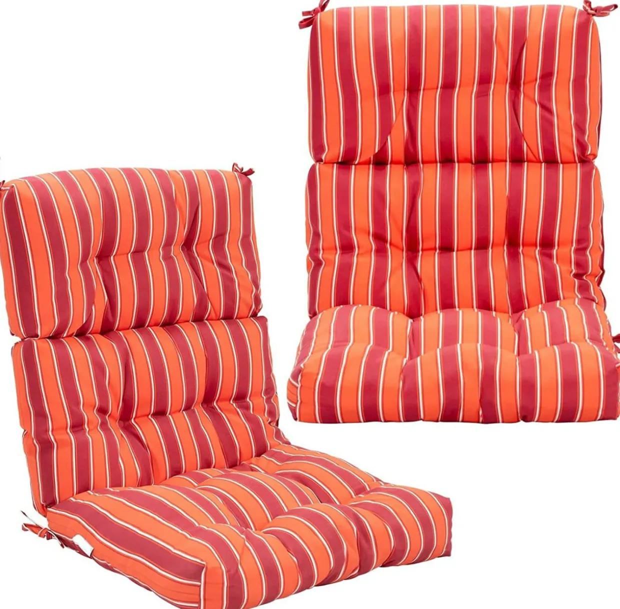 Patio High Back Chair Cushion, Tufted Chair Seat Pads with Non-Slip String Ties