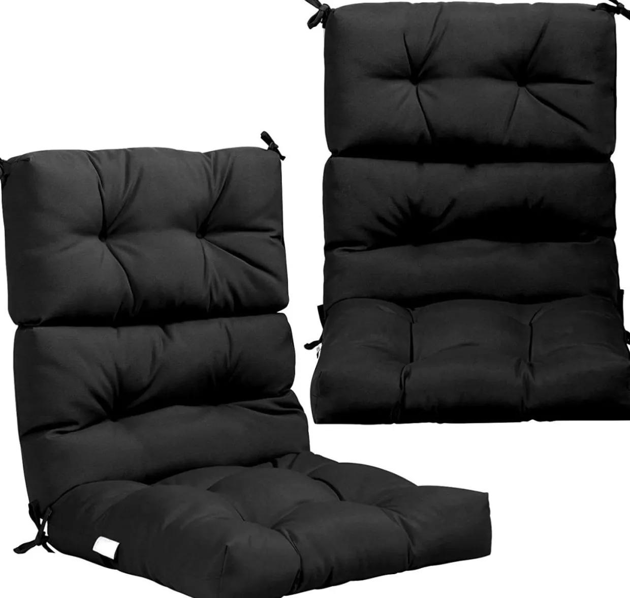 Patio High Back Chair Cushion, Tufted Chair Seat Pads with Non-Slip String Ties