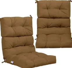 Patio High Back Chair Cushion, Tufted Chair Seat Pads with Non-Slip String Ties