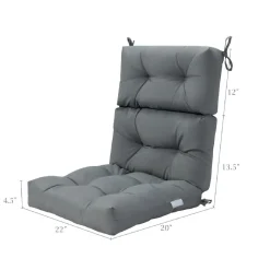 Patio High Back Chair Cushion, Tufted Chair Seat Pads with Non-Slip String Ties