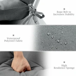 Patio High Back Chair Cushion, Tufted Chair Seat Pads with Non-Slip String Ties