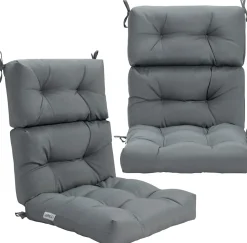 Patio High Back Chair Cushion, Tufted Chair Seat Pads with Non-Slip String Ties